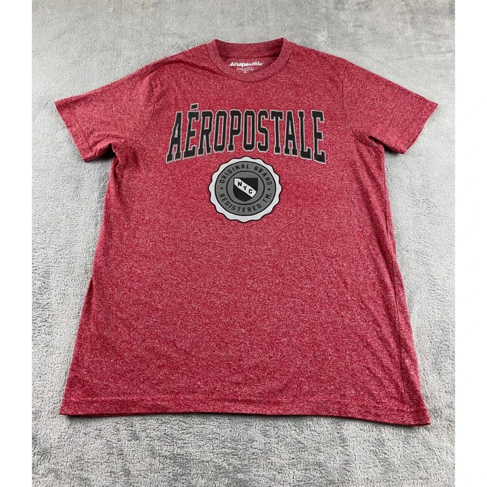 Aeropostale Mens Red Short Sleeve Graphic T Shirt Original Brand NYC Medium
